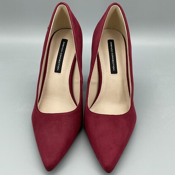 NEW French Connection Women’s Kelsey Block Heel Pumps Burgundy Size 7M - Picture 3 of 10